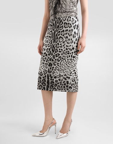 Krila Dolce & Gabbana Calf-length Pencil Skirt With Leopard Print Siva | F4B6UTFSADDHI13N, 3