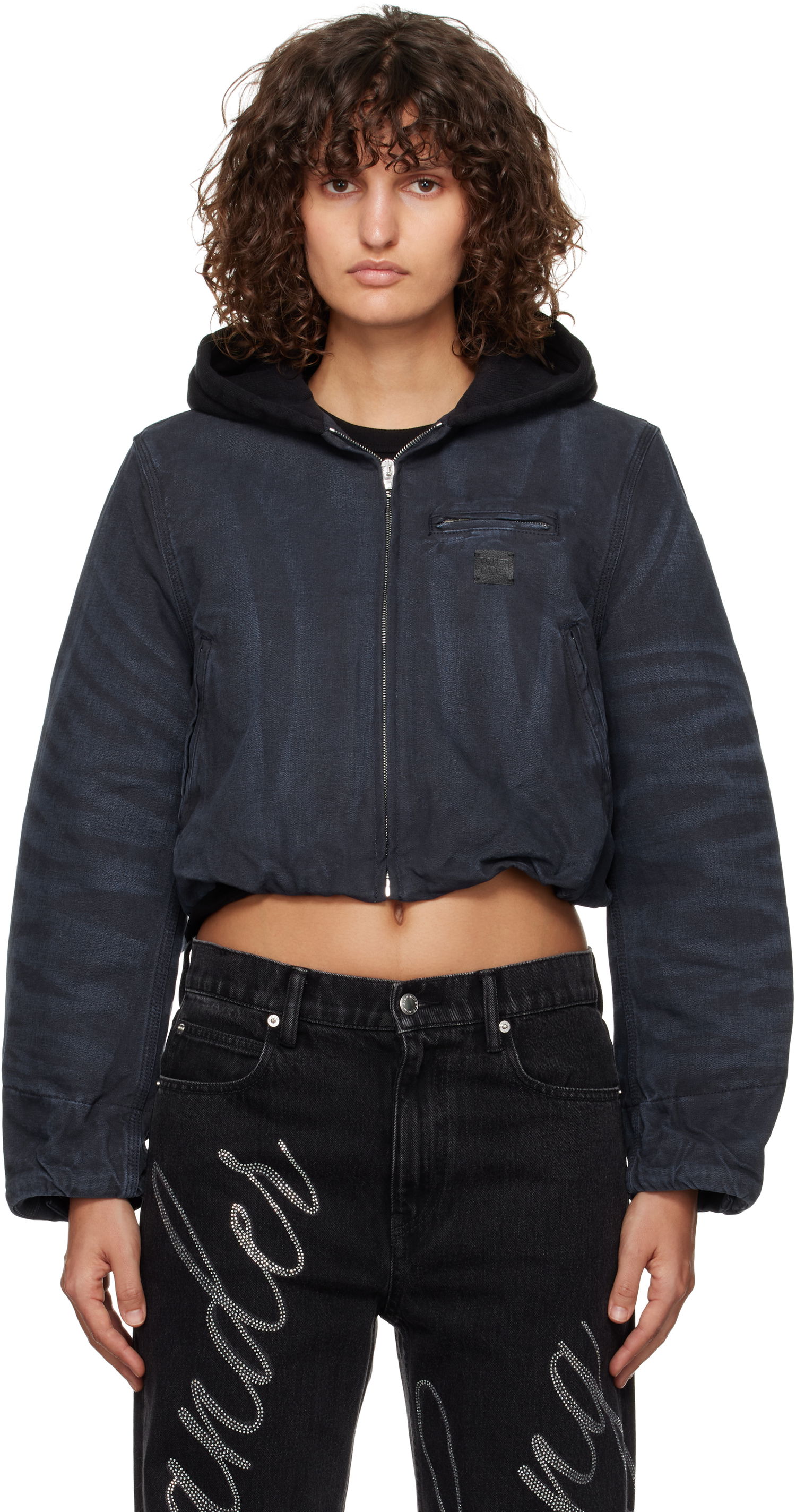 Jakna Alexander Wang Padded Cropped Hooded Jacket Modra | 4WC4242095, 0
