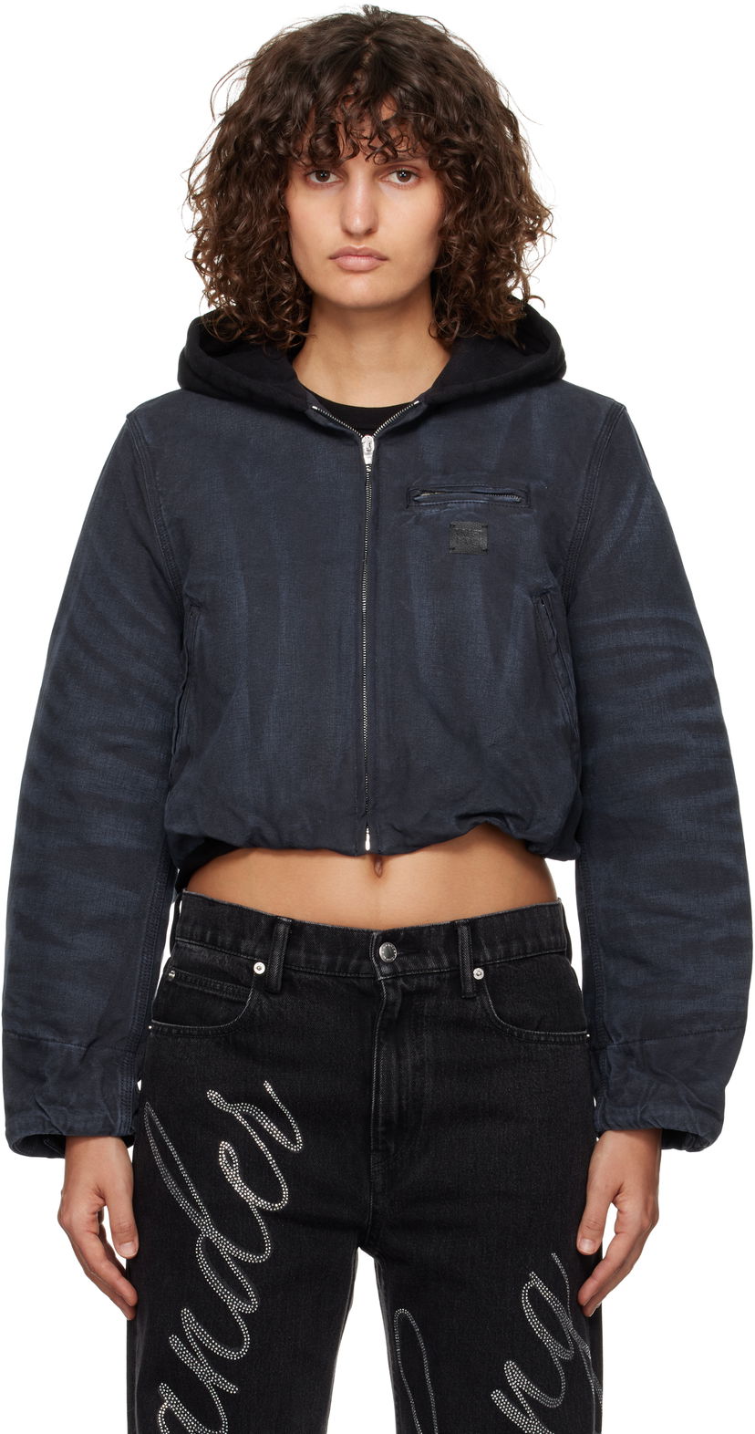 Jakna Alexander Wang Padded Cropped Hooded Jacket Modra | 4WC4242095