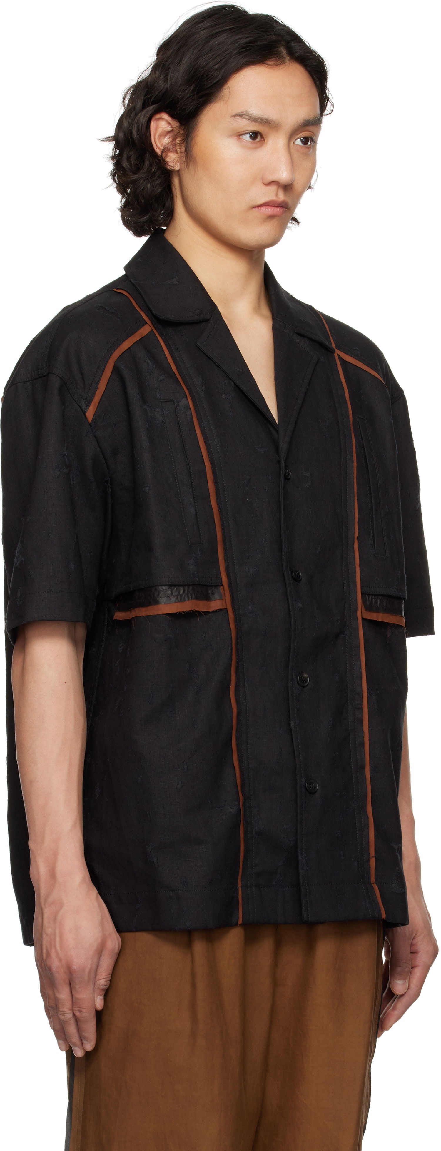 Srajce Feng Chen Wang Feng Chen Wang Patchwork Short Sleeve Shirt Črna | FUS19SR09, 1