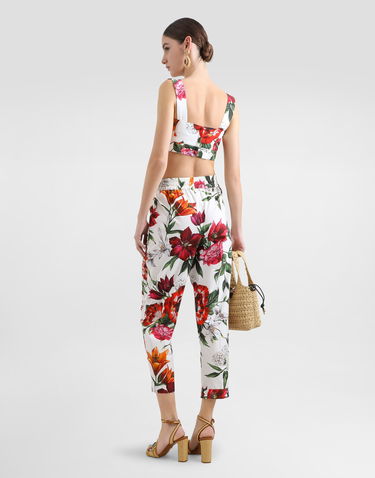 Krop-top Dolce & Gabbana Dolce & Gabbana Flower-Print Poplin Crop Top Večbarvna | F7U70THS5TQHA5PB, 2