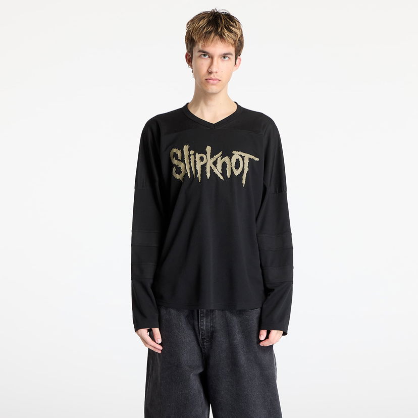 Pleteni pulover Pleasures PLEASURES x Slipknot X-Ray Hockey Jersey Črna | P25SK012 BLACK