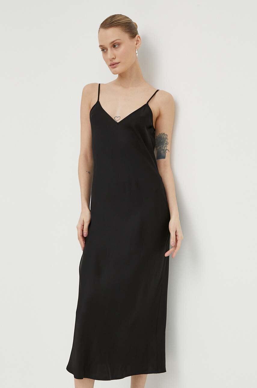 Obleke Samsoe Samsoe Samsoe Samsoe SASHARON Midi Slip Dress Črna | F10000026, 1