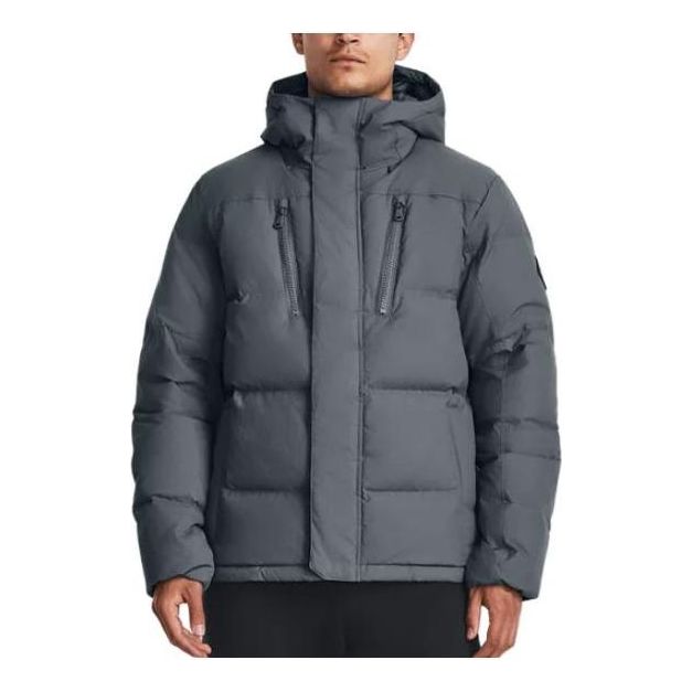 Puhovka Under Armour Men's Down Crinkle Hooded Jacket Siva | 1378830-002