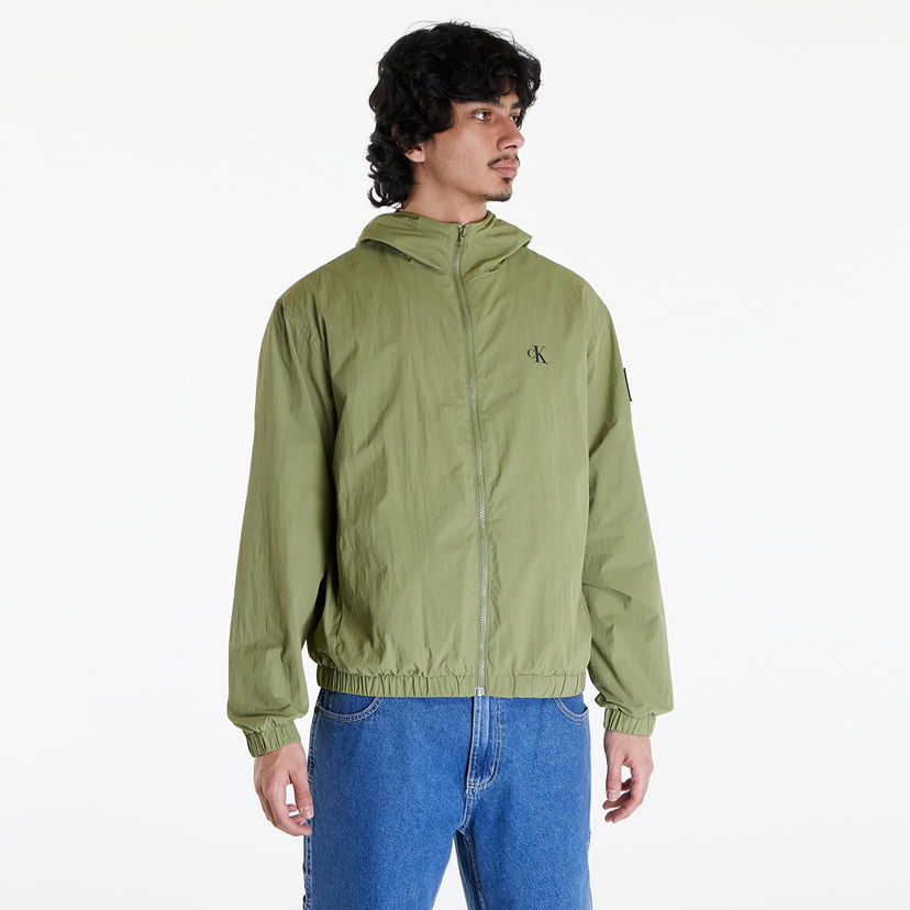 Vetrovka CALVIN KLEIN Jeans Relaxed Hooded Windbreaker Dark Juniper Zelena | J30J325106 L9N