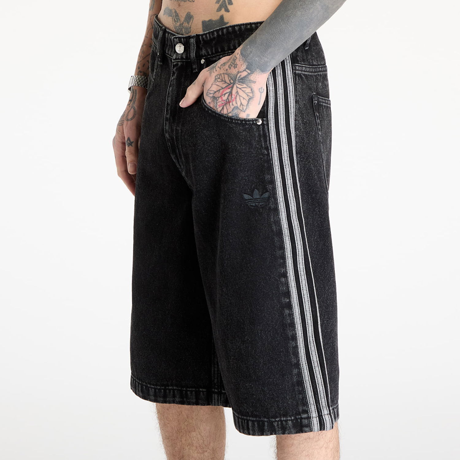 Kratke hlače adidas Originals Firebird Adicolor Denim Shorts Črna | JC6719, 1