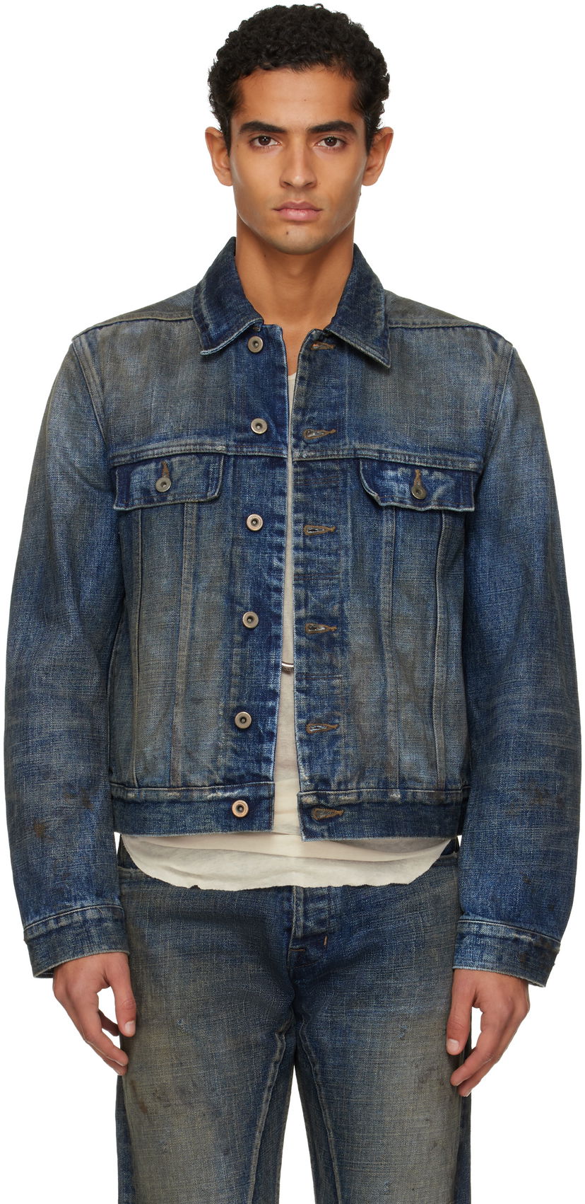 Jakna Rick Owens Concordians Trucker Denim Jacket Modra | DL02E2788 HVWJP