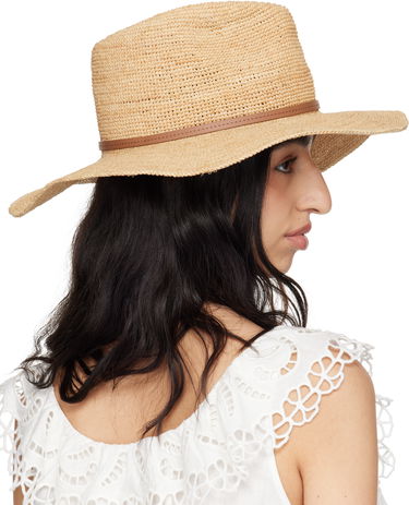 Klobuk rag & bone rag & bone Leather-Trimmed Wide-Brim Raffia Panama Hat Bež | WJW25SH1015ST15, 2