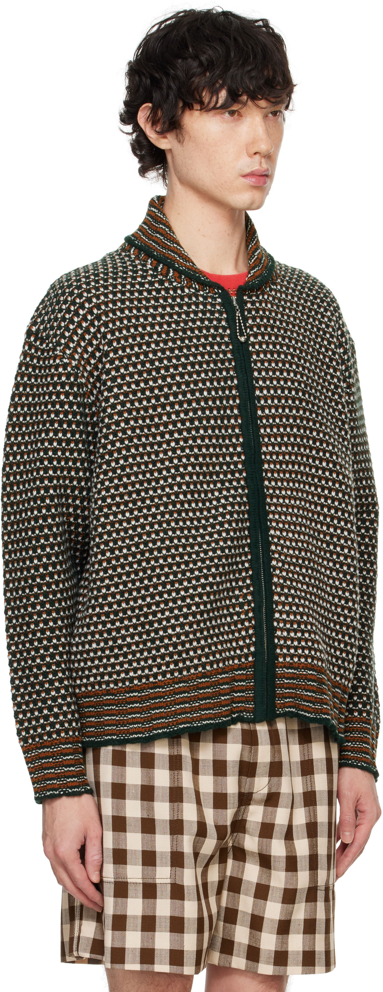 Pleteni pulover Bode Bode Schenectady Zip-Up Knit Sweater Zelena | MRF24KT018, 1