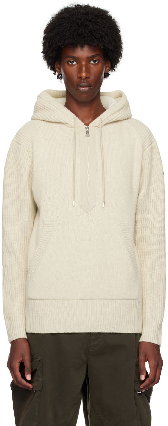 Pulover Moncler Off-White Wool & Cashmere Hoodie Bež | J20919G00003M4281, 0