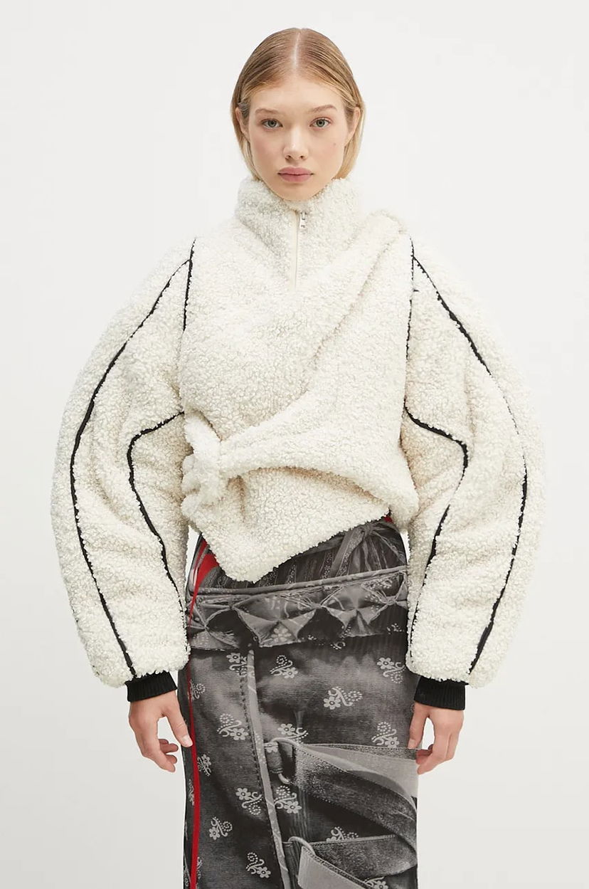 Pulover Ottolinger Ottolinger Asymmetrical Teddy Jacket Bela | 1090603121