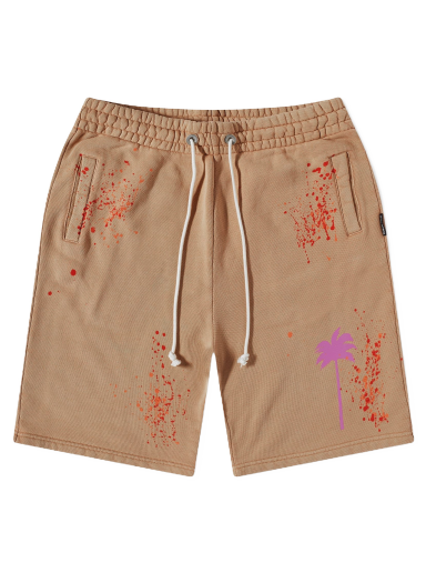 Kratke hlače Palm Angels Painted Logo Sweat Short Rjava | PMCI010S23FLE0016235
