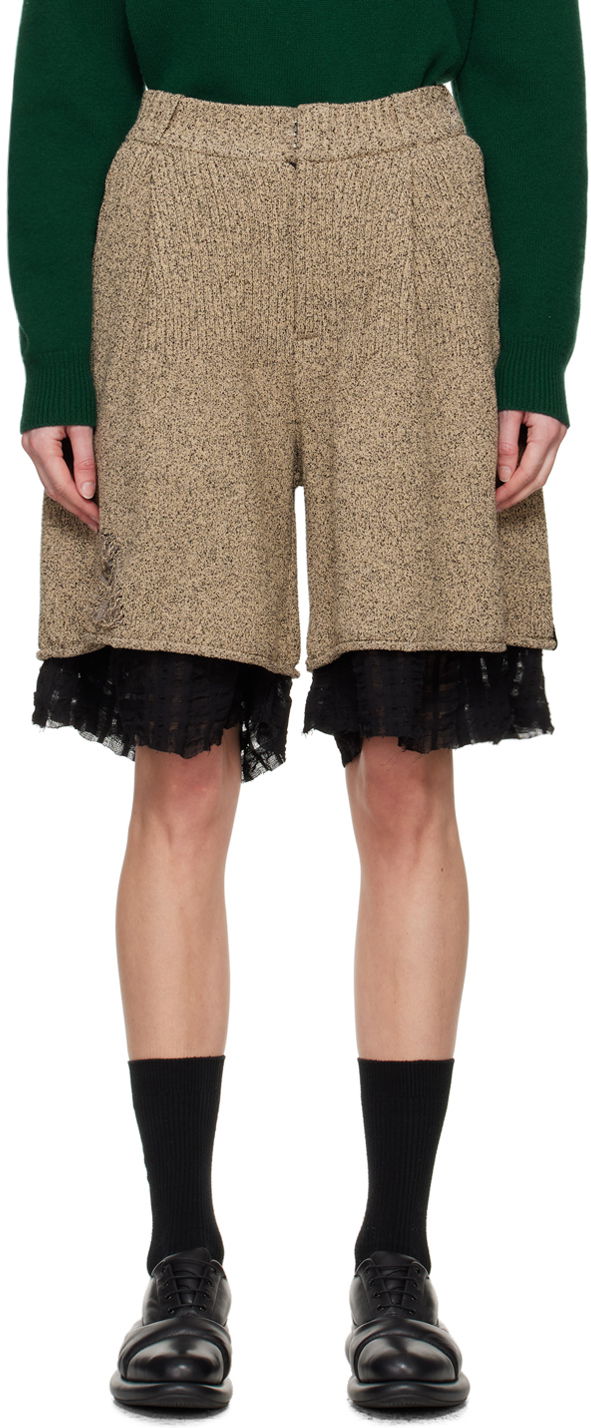 Kratke hlače ADER ERROR Layered Lace Knit Shorts Bež | BN01SSBT0401BG