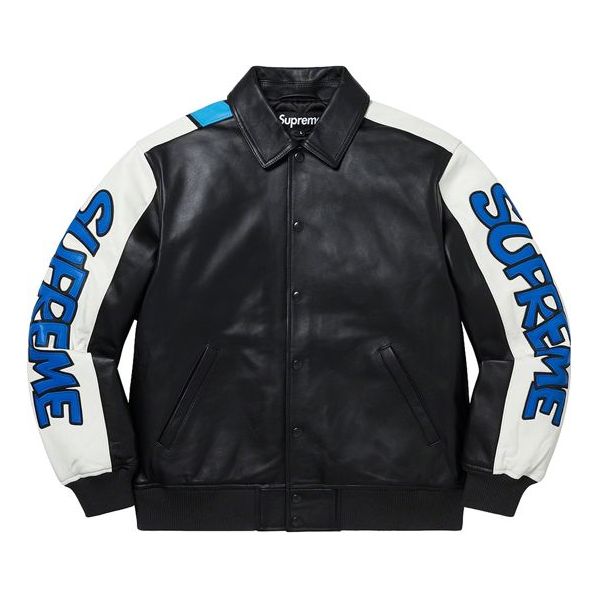 Bomber jakna Supreme Varsity Leather Jacket Črna | SUP-FW20-166