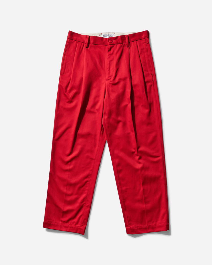 Hlače WACKO MARIA Double Pleated Chino Trousers Rdeča | 25SS-WMP-PT13 RED
