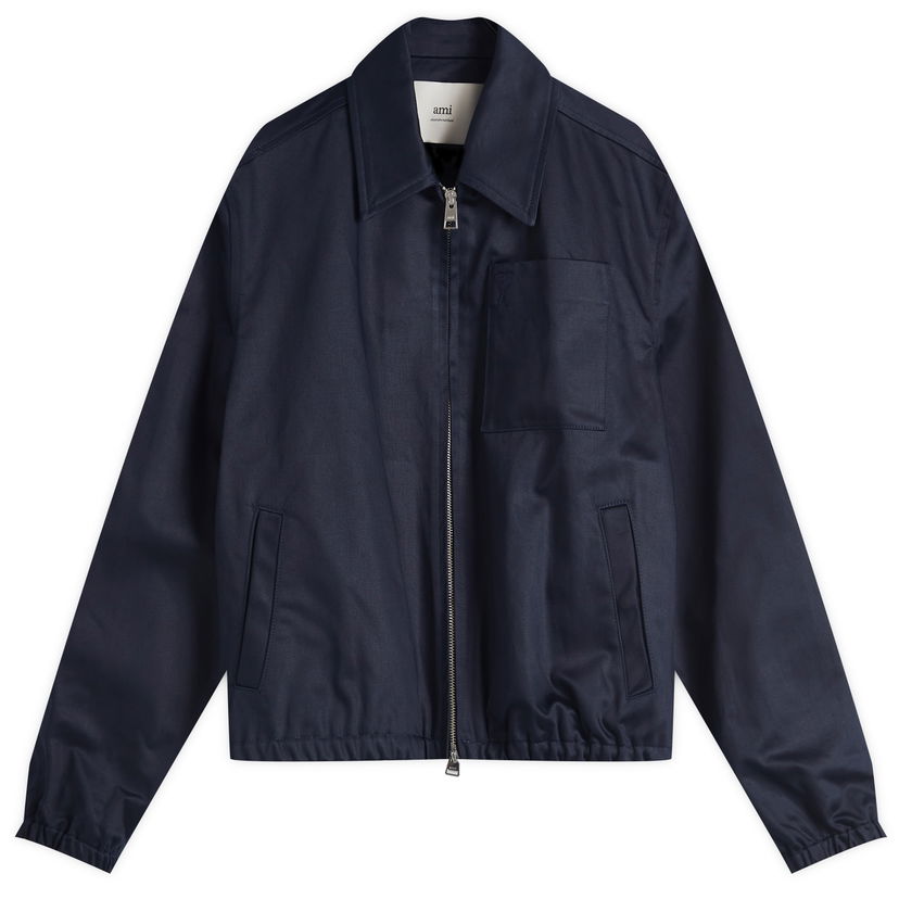 Vetrovka AMI AMI Paris Men's ADC Zipped Cotton Jacket Size Small Mornarica | HJK059-CO0103-4011