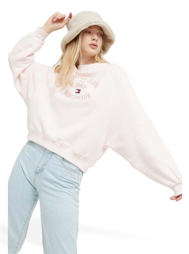 Pulover Tommy Hilfiger Logo Sweatshirt Roza | DW0DW16137