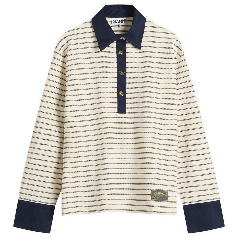 Polo majica GANNI GANNI Piquet Jersey Polo Shirt Bež | T4215-135