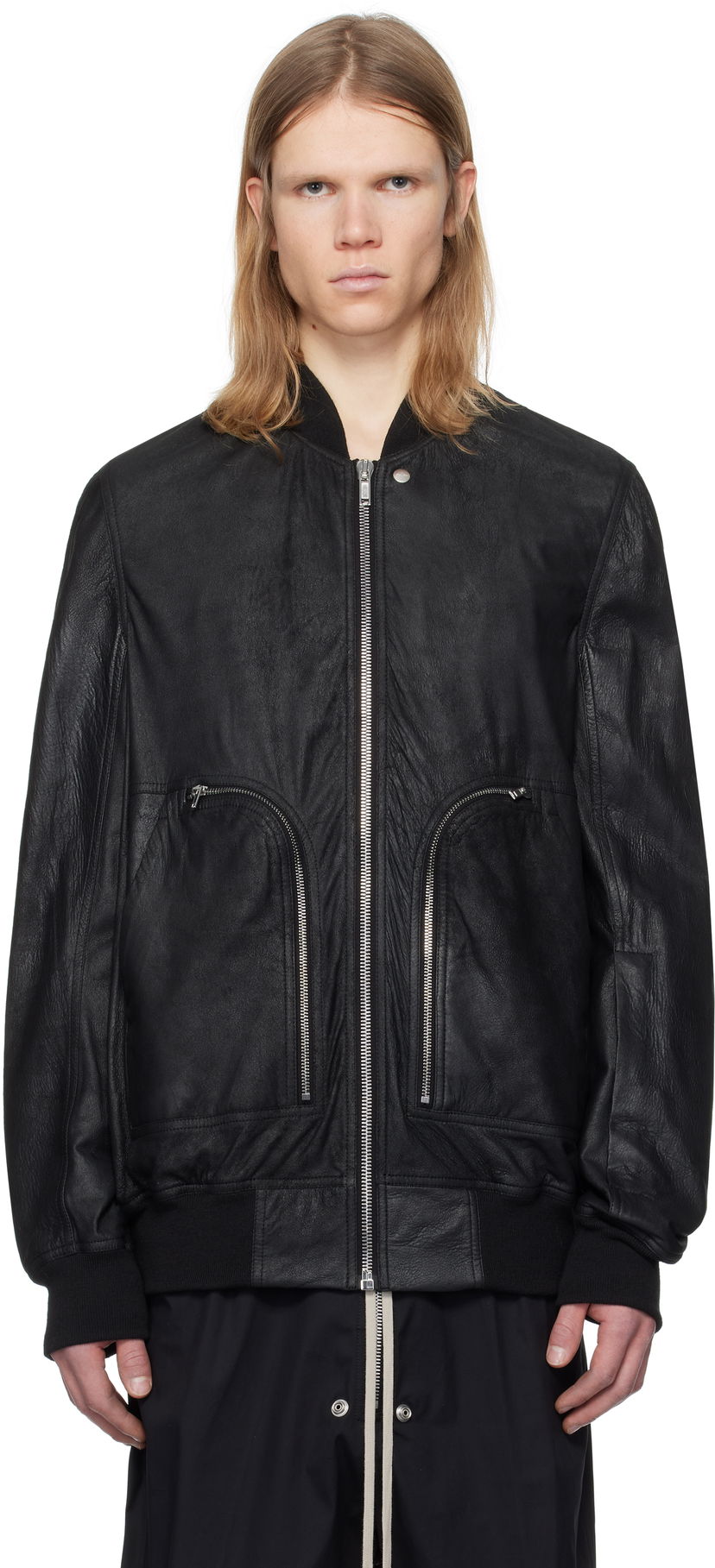 Bomber jakna Rick Owens Rick Owens Hollywood Flight Leather Jacket Črna | RU01E5771 LBA