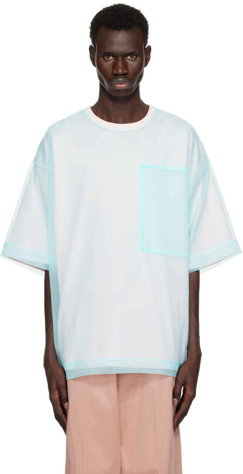Majica Dries Van Noten Dries Van Noten Layered Organza T-Shirt Modra | 251-021120-1603