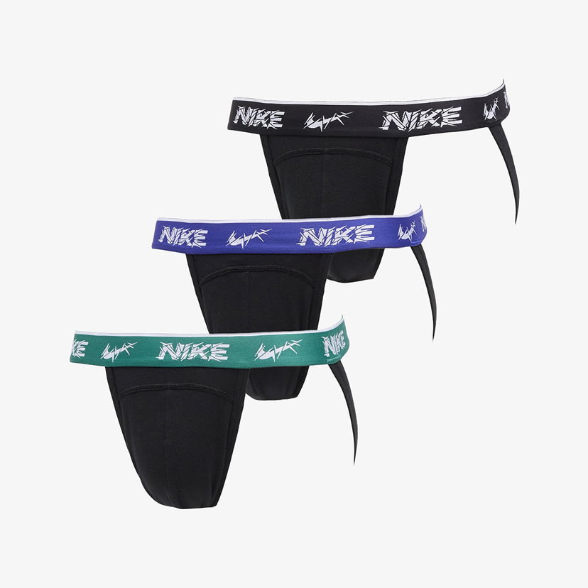 Boksarice Nike DRI-FIT Everyday Cotton Stretch Jock Strap 3-Pack Črna | 0000KE1013-EYC