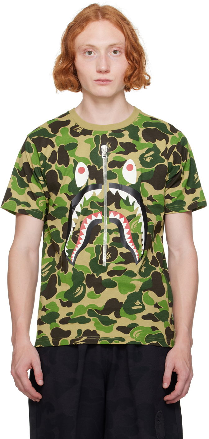 Majica BAPE Green ABC Camo Shark T-Shirt Zelena | 001CSK301004M
