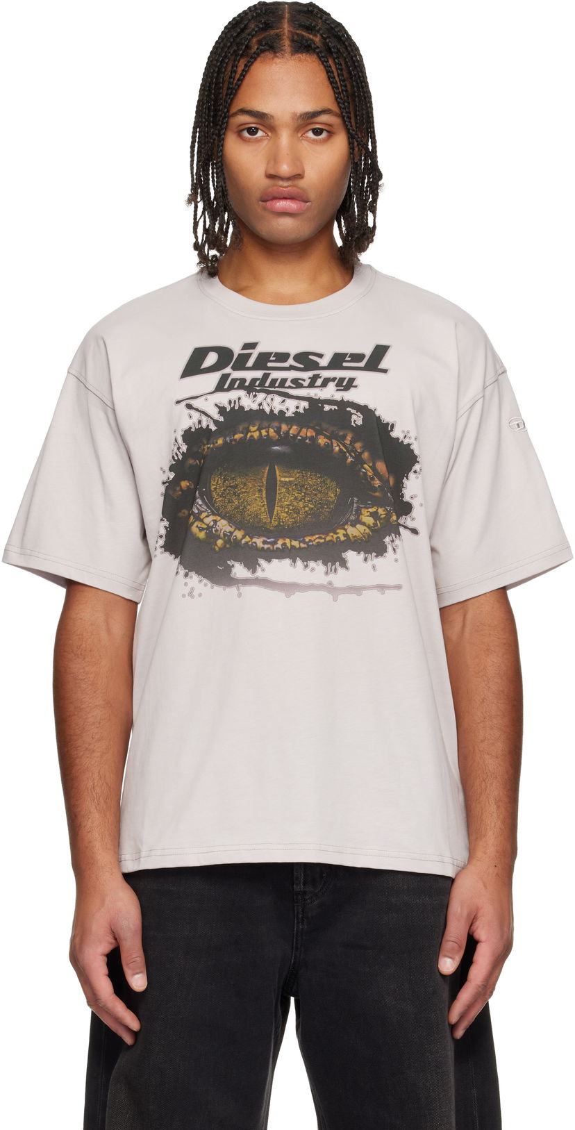 Majica Diesel Industry Graphic Crocodile Eye Relaxed Fit T-Shirt Siva | A19640-0PLAT-9CJ
