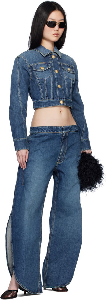 Jakna Balmain Cropped Faded Denim Jacket Modra | EF1TC180DF65, 3