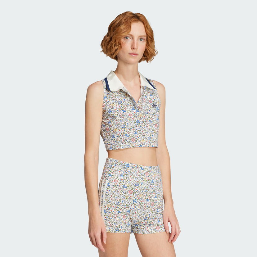 Polo majica adidas Originals adidas Originals x Liberty London Sleeveless Crop Polo Shirt Bela | JW5194