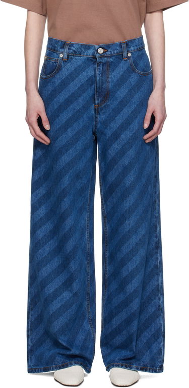 Kavbojke Marni Marni Wide Leg Diagonal Stripe Jeans Modra | PAJD0432A0 USCX36, 0