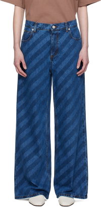 Marni Wide Leg Diagonal Stripe Jeans