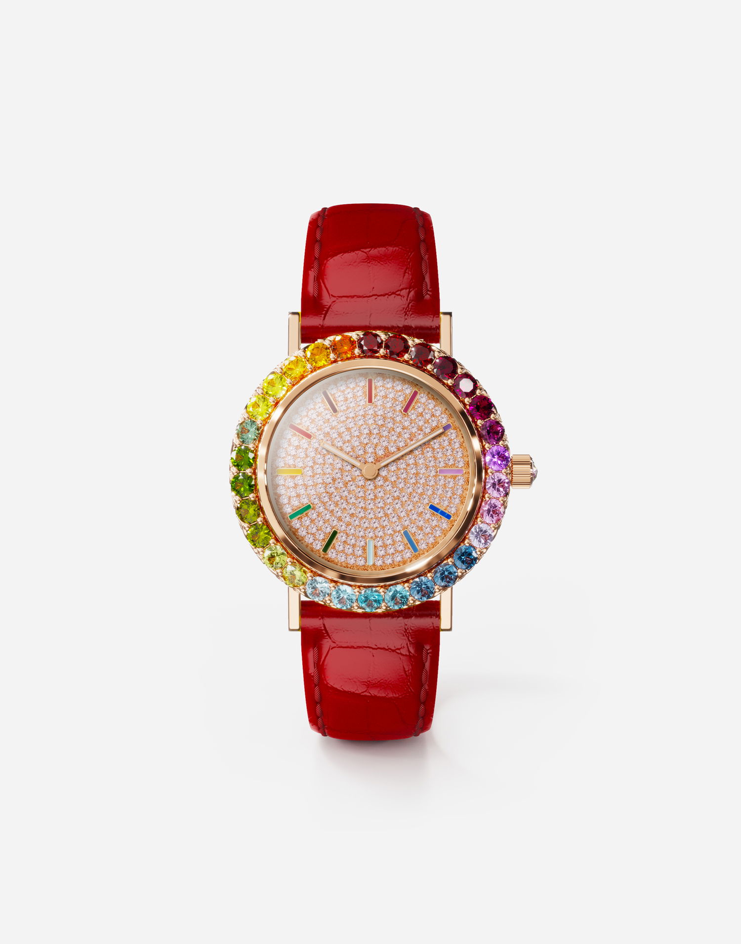 Ure Dolce & Gabbana Dolce & Gabbana Iris Rose Gold Watch with Multi-Colored Gems and Diamonds Rdeča | WWLB2GXA0XAR3723, 0
