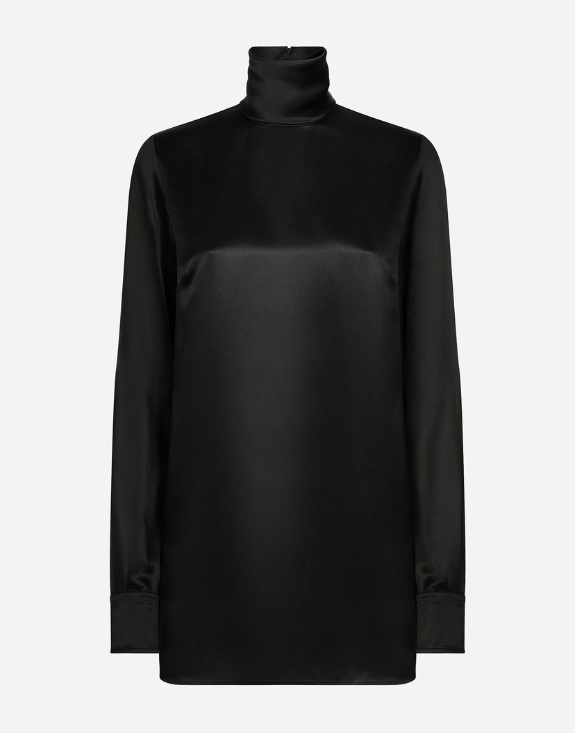 Srajce Dolce & Gabbana Silk Satin Blouse Črna | F7AI0TFU1AUN0000