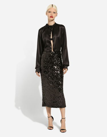 Krila Dolce & Gabbana Sequined Calf-Length Skirt Črna | F4CRGTHLMZMN0000, 1