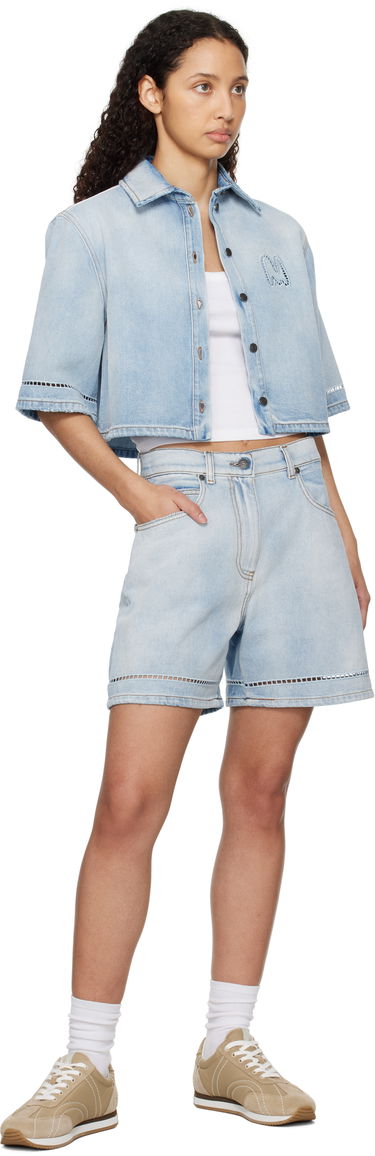 Kratke hlače MSGM MSGM Perforated Light Washed Denim Shorts Modra | 3841MDB230X 257271, 3