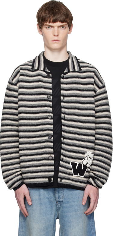 Pleteni pulover We11done We11done Stripe Embroidered Cardigan Večbarvna | WD-KC2-25-620-U-BK, 0