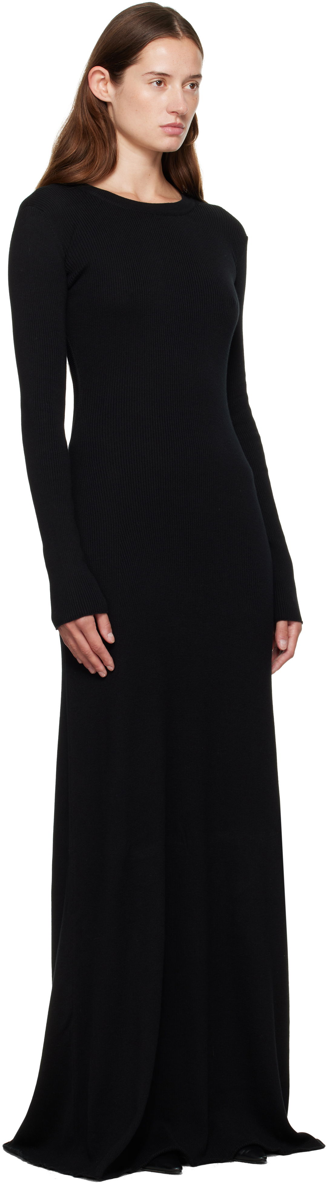Obleke Ann Demeulemeester Ann Demeulemeester Eva Open Back Knitted Maxi Dress Črna | 2520-W-KN12-FA049-099, 1