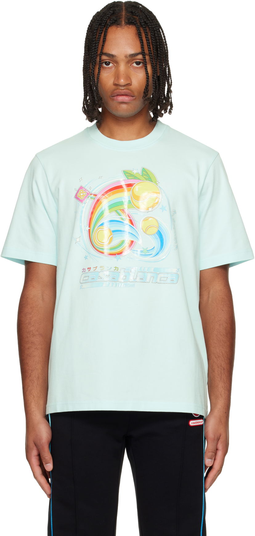 Majica Casablanca Manga Tennis Ball Short Sleeve T-shirt Turkizna | M-AW25-JTS-001-07