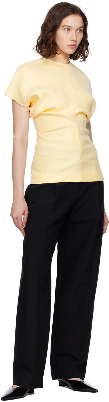 Majice in brezrokavniki TOTEME TOTEME Slouch Waist Basketweave Top Rumena | 253-WRT0331-FB0461, 3