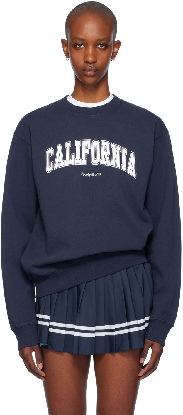 Pulover Sporty & Rich California Crewneck Sweatshirt Mornarica | ST071516501BL32