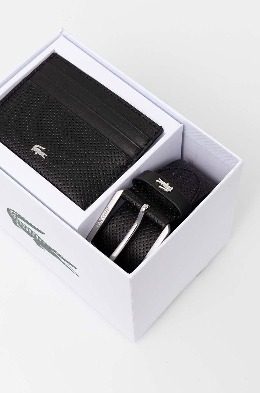 Pasovi Lacoste Lacoste Card Case and Leather Belt Set Črna | RC4092