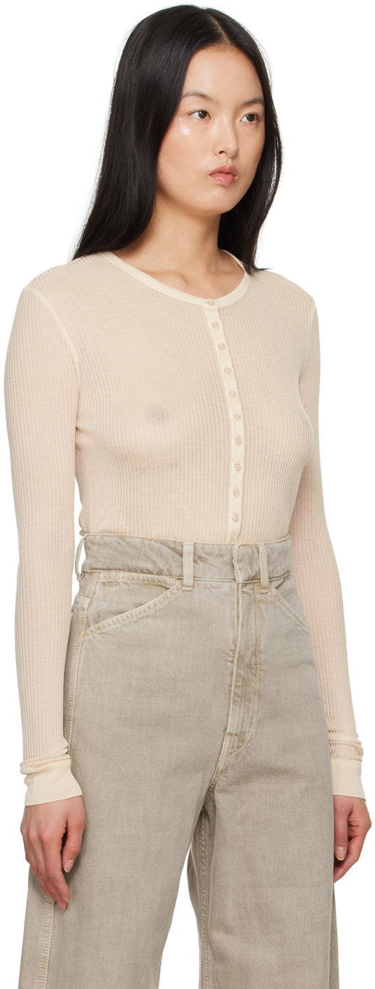 Pleteni pulover LEMAIRE Women's Seamless Button Cardigan Bež | TO1157 LK1017, 1