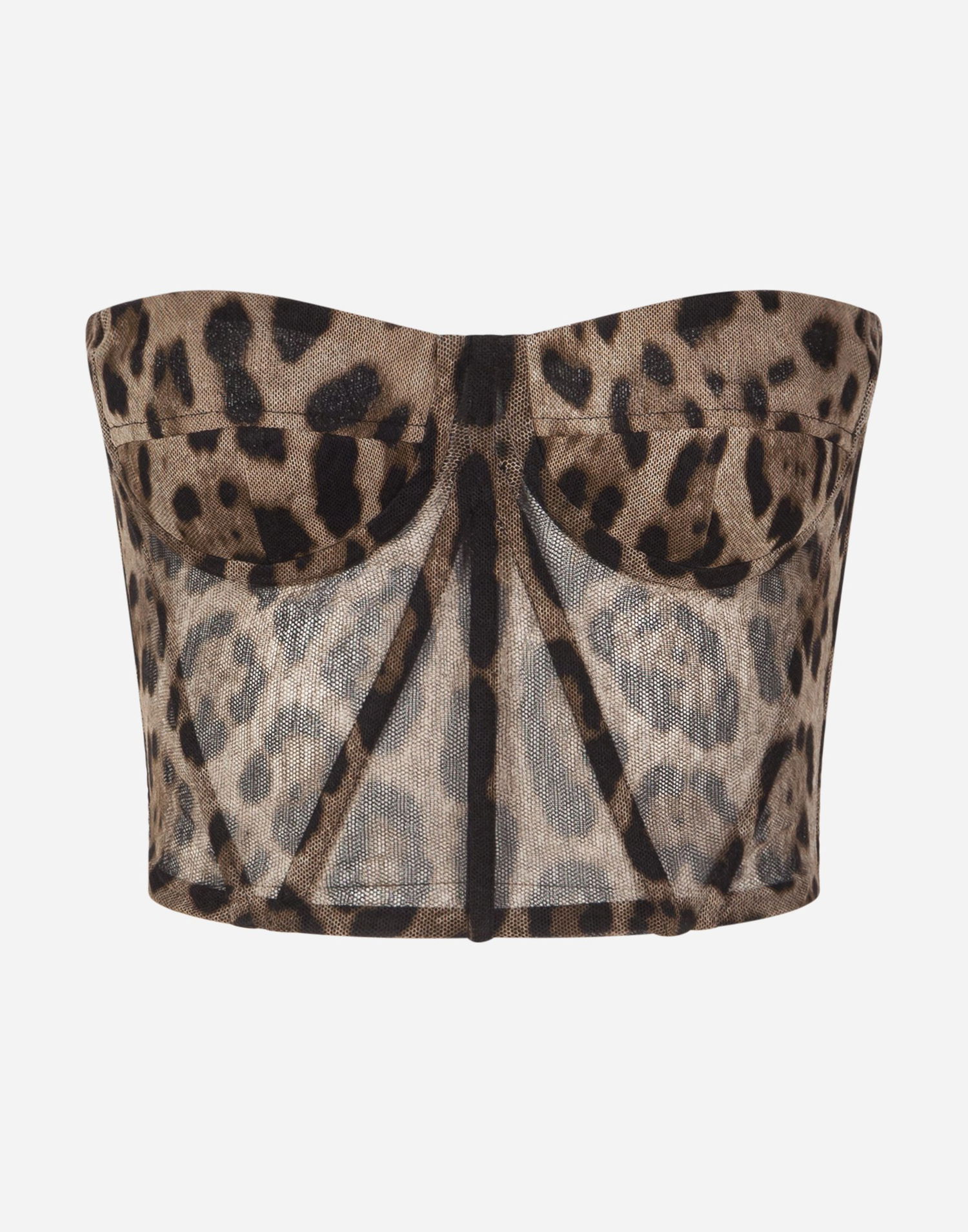 Krop-top Dolce & Gabbana Leopard-print Tulle Bustier Večbarvna | F73V4TFSEGZHY13M, 0
