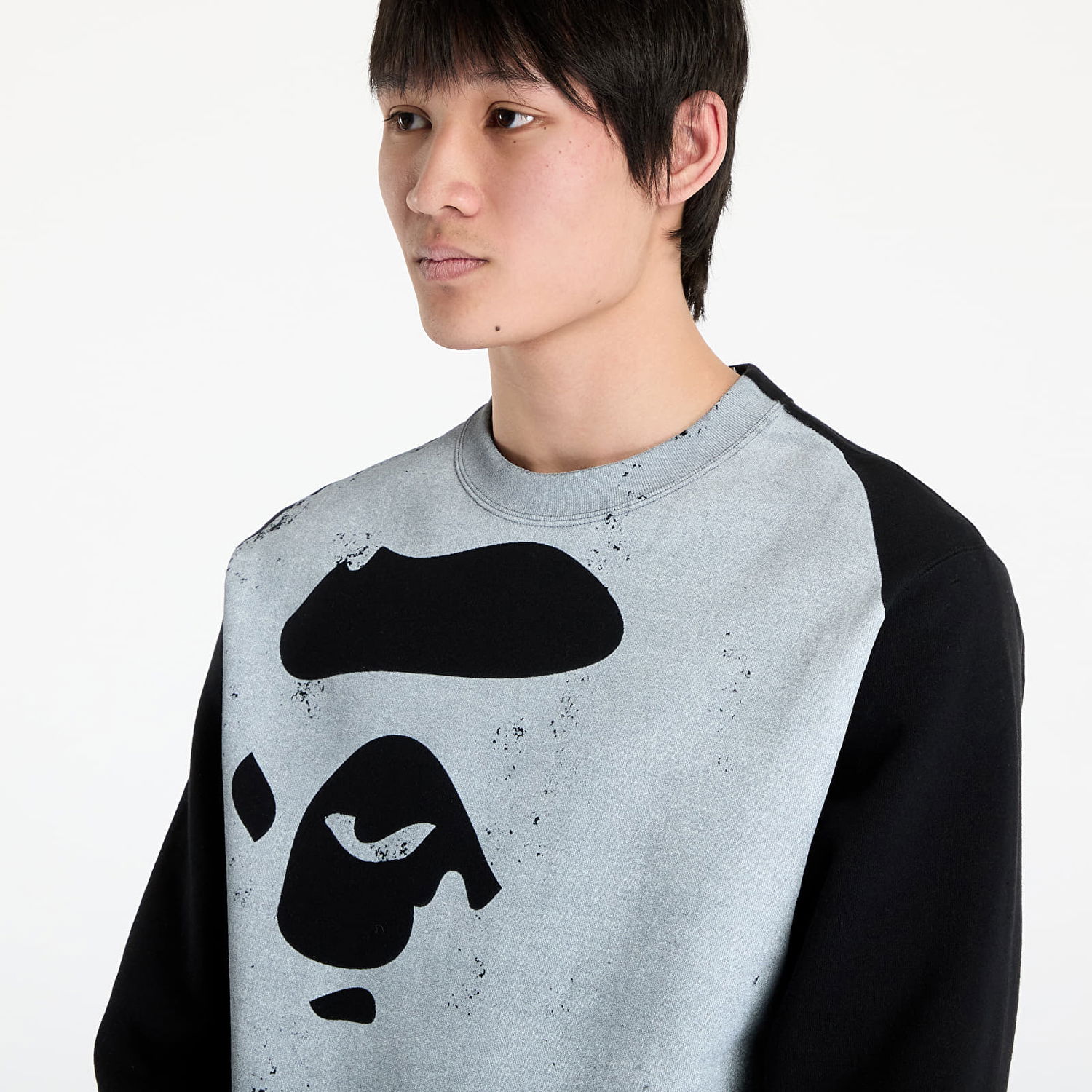 Pulover BAPE A BATHING APE Ape Head Over Print Crewneck Sweatshirt Siva | 001SWK801006M BLK, 1