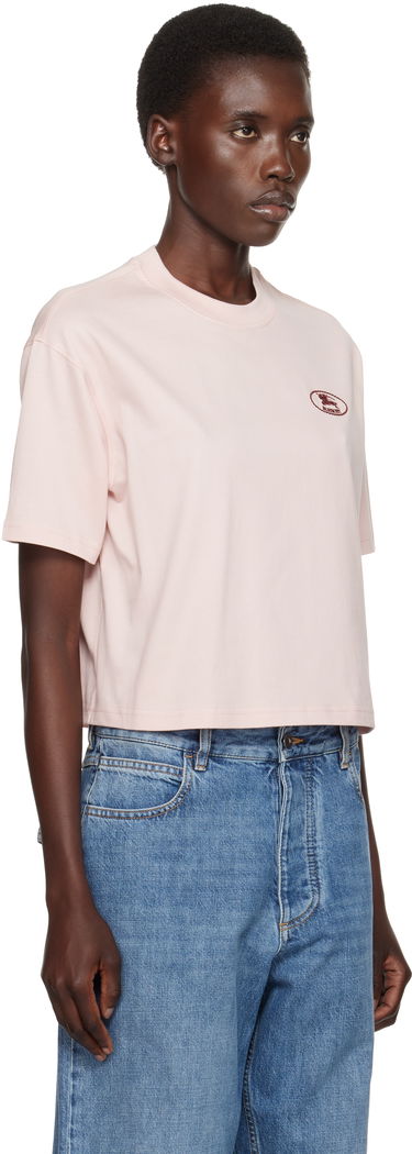Krop-top Burberry Burberry Cropped Cotton T-Shirt Roza | 8110083, 1