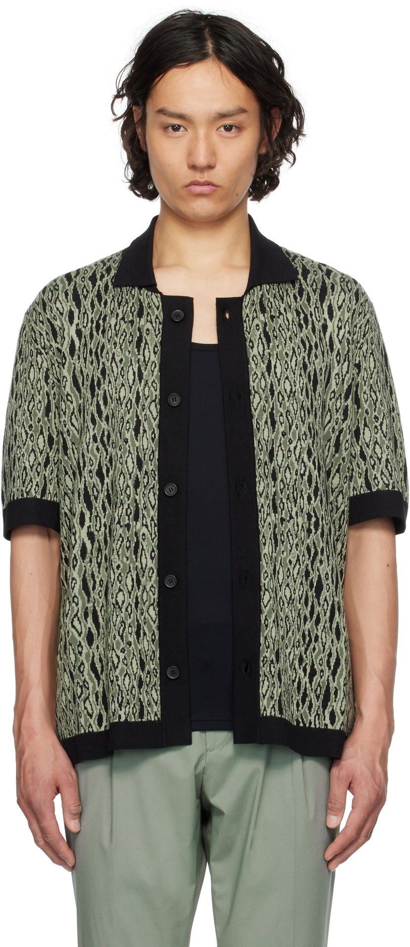 Pleteni pulover BOSS Hugo Jacquard Polo Shirt Zelena | 50536665