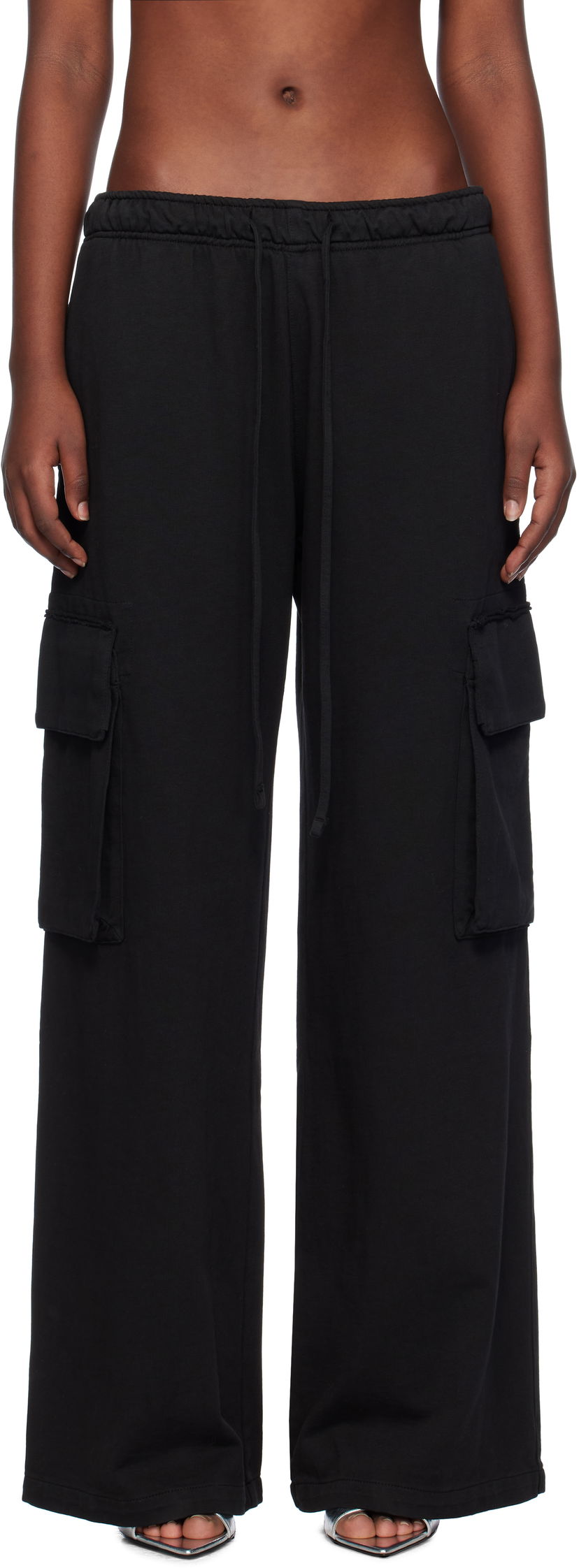 Cargo hlače Palm Angels Cargo Pants Drawstring Črna | PWCF016F24FAB0021010