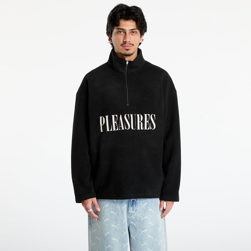 Pulover Pleasures Onyx Half Zip Polar Fleece Sweatshirt Črna | P25F029-BLACK