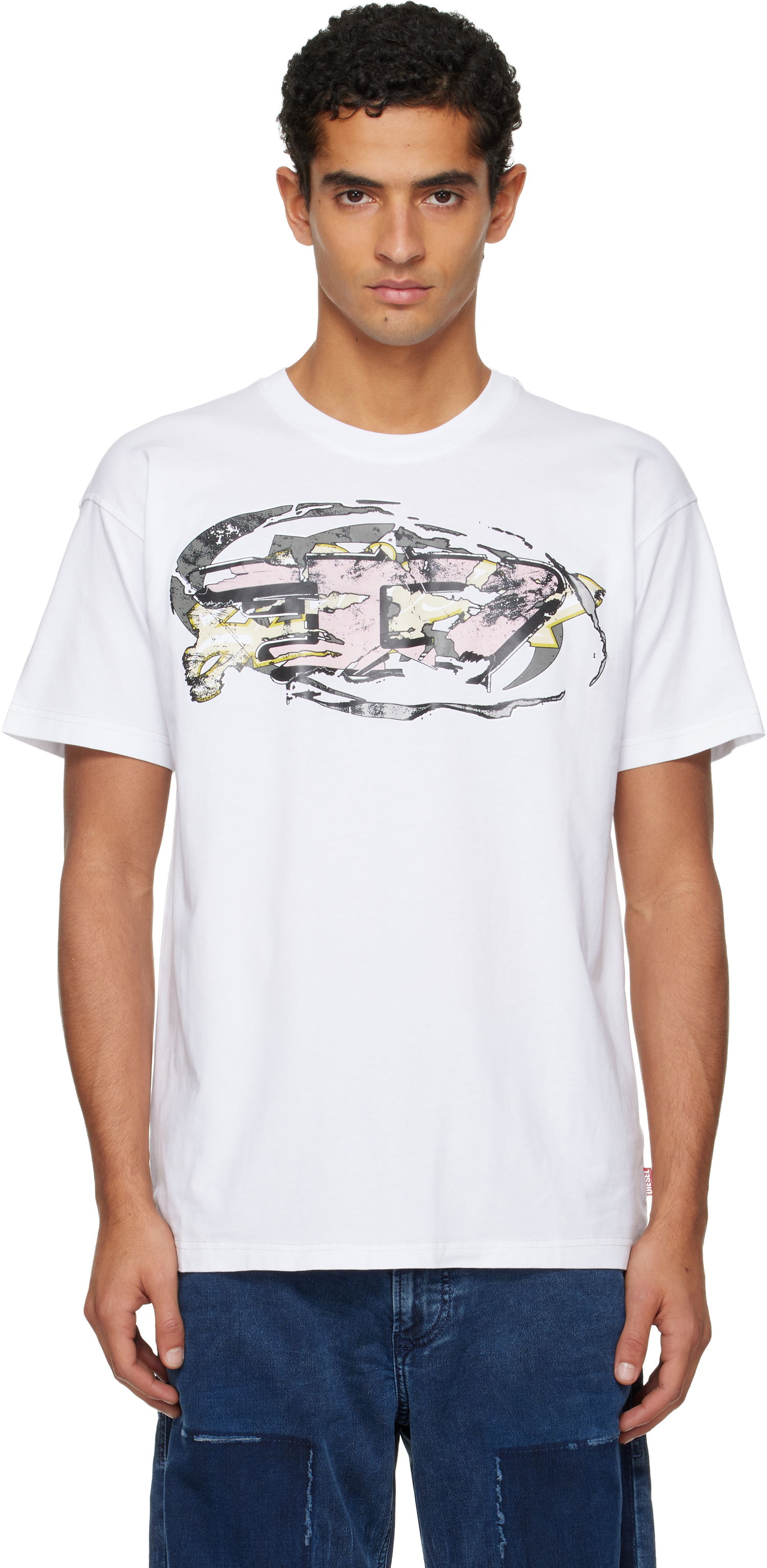 Majica Diesel Short-Sleeve Crewneck Graphic Print T-shirt Bela | A19571-0PLAT-100, 0