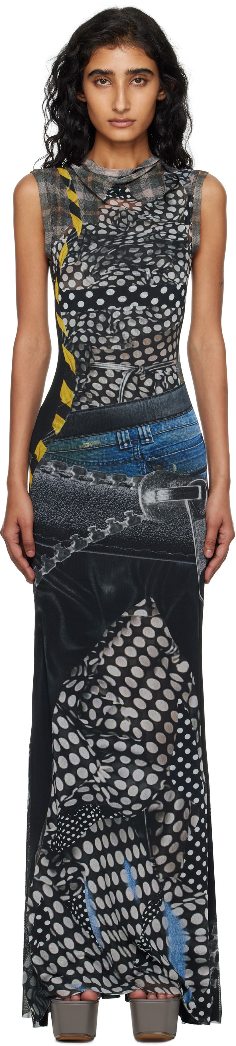 Obleke Ottolinger Ottolinger Mesh Maxi Dress Večbarvna | 101-500301-03